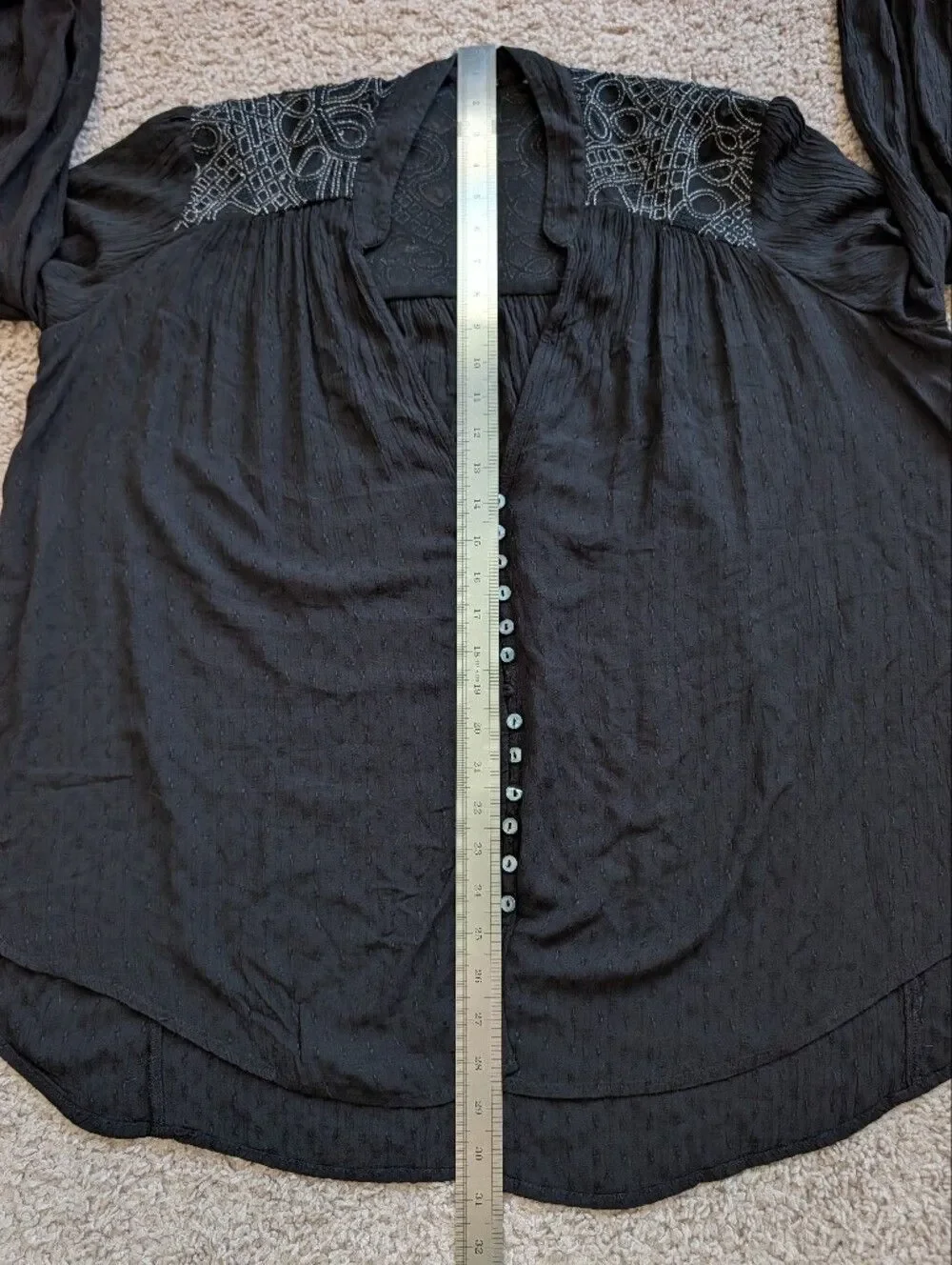 Free People Womens Black Canyon Rose Button Front Long Sleeve Shirt Size Large